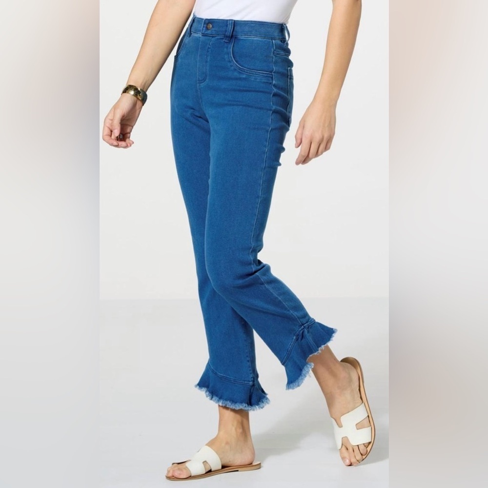 Women's Blue Frayed Hem Jeans